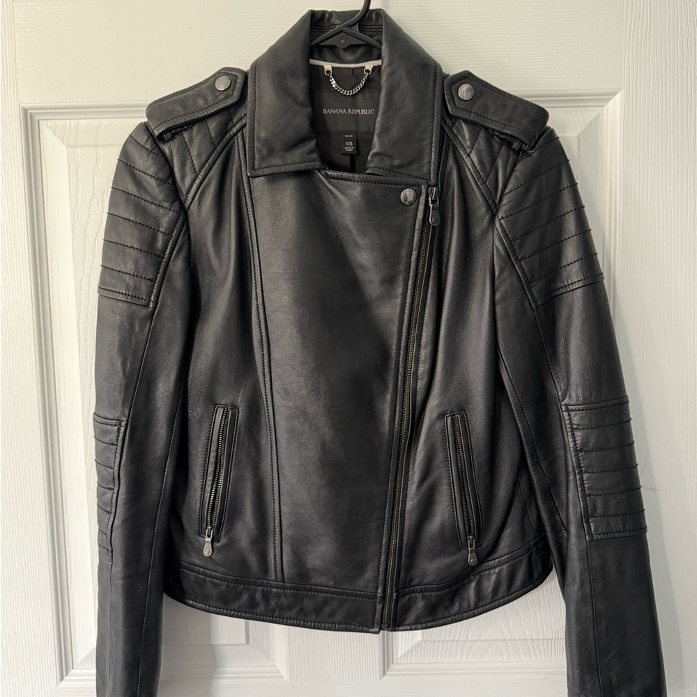 Banana Republic Black Leather Moto Jacket